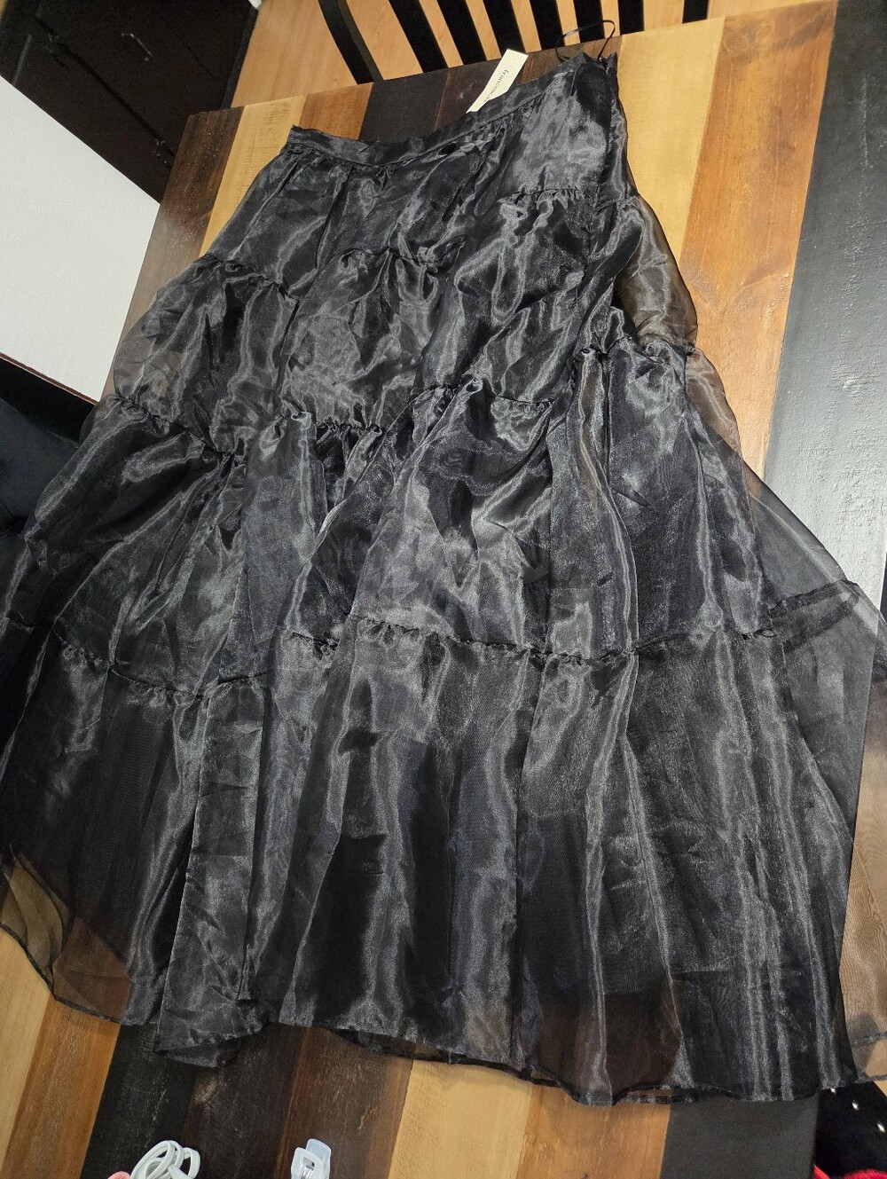 Francesca Black Sheer Tiered Maxi Skirt - Picture 3 of 6